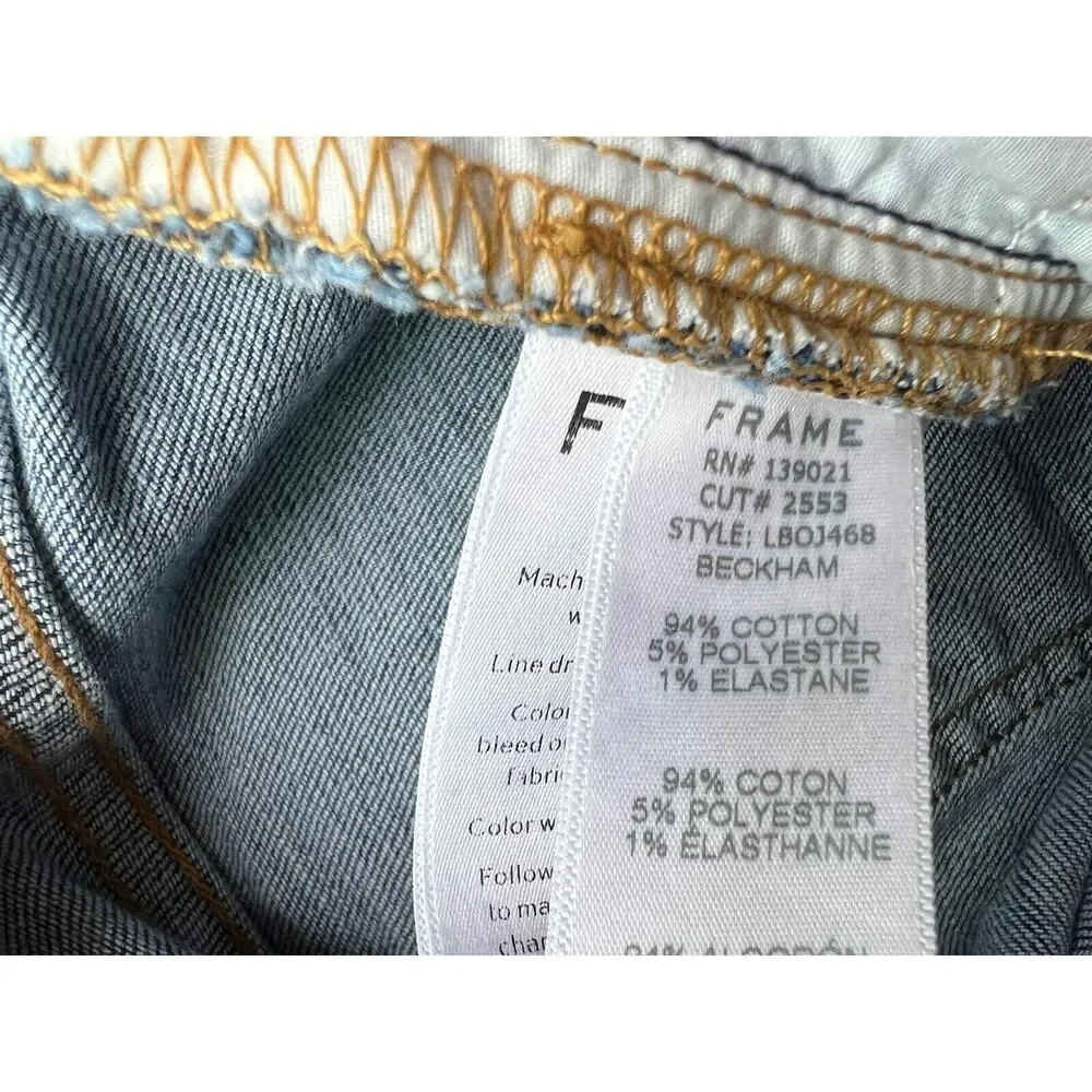 $240 FRAME LE BOY Distressed Boyfriend Jeans in Beckham Designer Mid Rise 27 - Picture 8 of 11